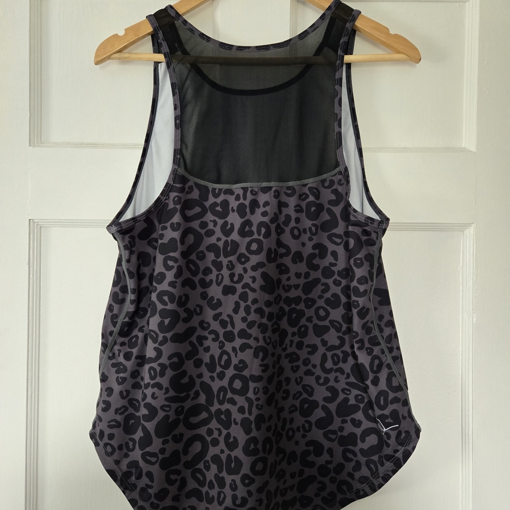 Women’s Charcoal Leopard Print Racerback Tank Top - Picture 3 of 10